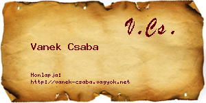 Vanek Csaba névjegykártya